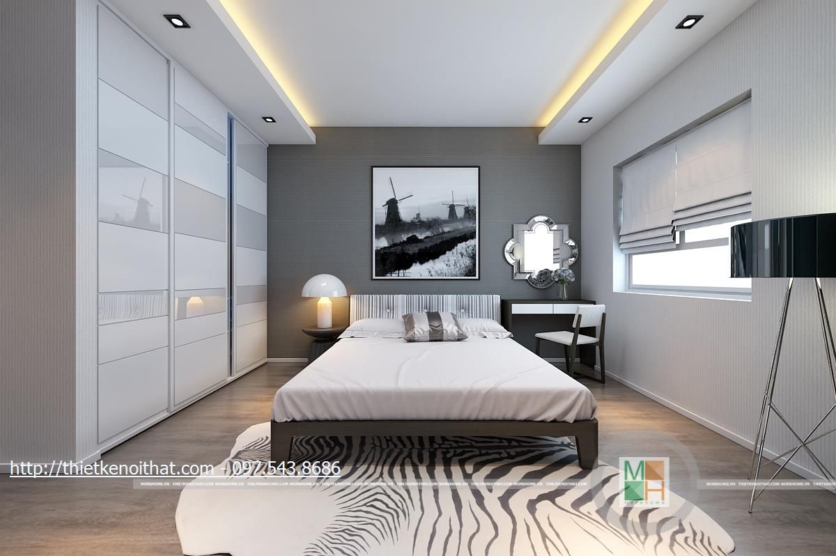 Thiết kế nội thất phòng ngủ chung cư  Golden Palace Mễ Trì, Nam Từ Liêm, Hà Nội